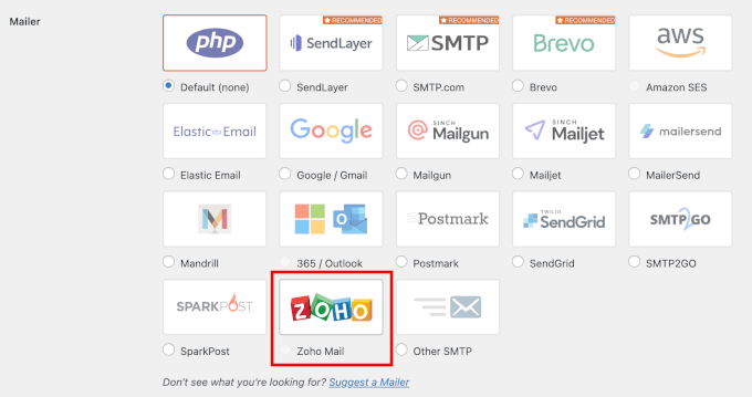 Zoho Mail as the mailer