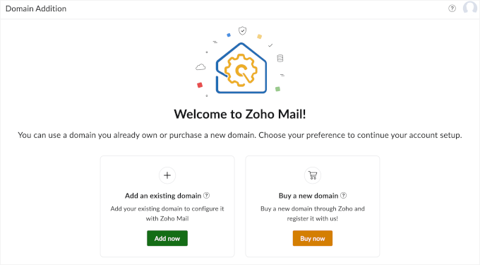 Add an existing domain or buy a new one