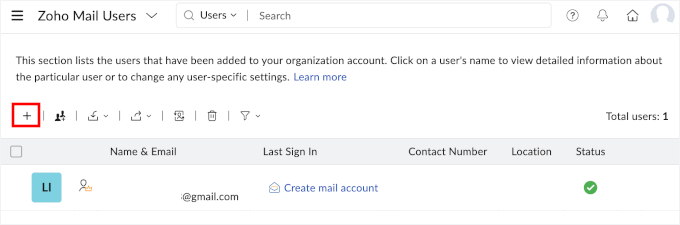 Add a new user button