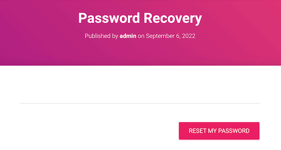 A password recovery page for a WordPress forum