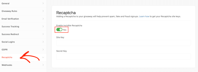 How to add an invisible repatcha to your WooCommerce giveaway