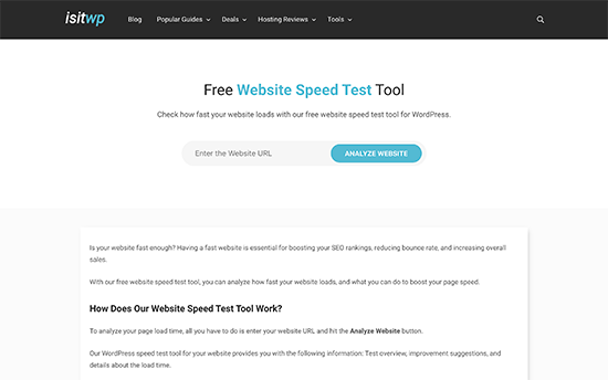 IsItWP Website Speed Test Tool