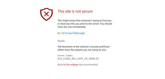 This site is not secure - Microsoft Edge