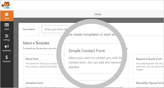 Select simple contact form