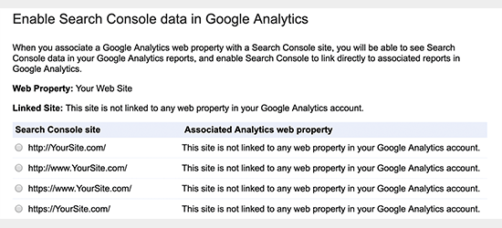 Select Google Search Console property