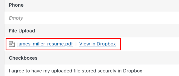 View in Dropbox link