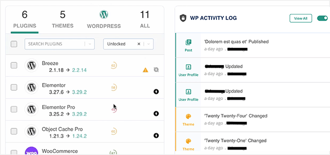 Jurnal de activități în MalCare