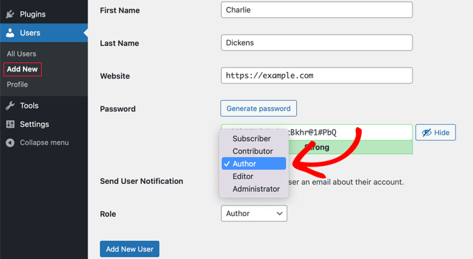 Adding a New Author in WordPress