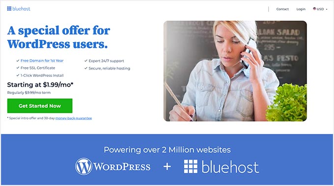 Bluehost offer for WPBeginner readers