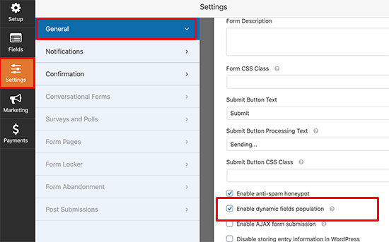 Enable dynamic fields