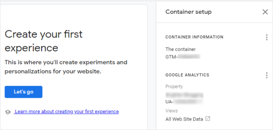 Finding your Google Optimize container ID