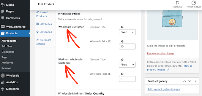 Multiple wholesale user roles