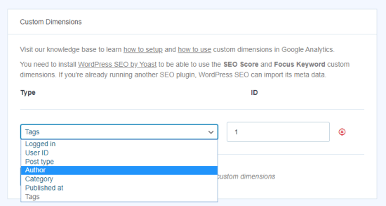  Select Author from the customized measurements dropdown menu