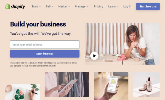 The Shopify front page