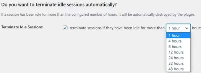 Terminare sesiuni inactive în WP Activity Log