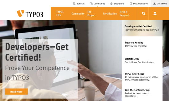 The TYPO3 front page