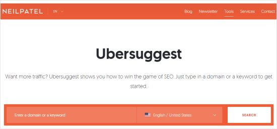 The Ubersuggest tool