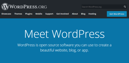 La página principal de WordPress.org