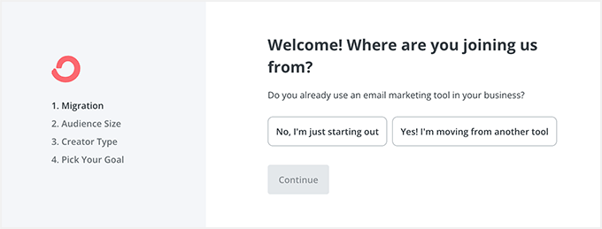 ConvertKit welcome page