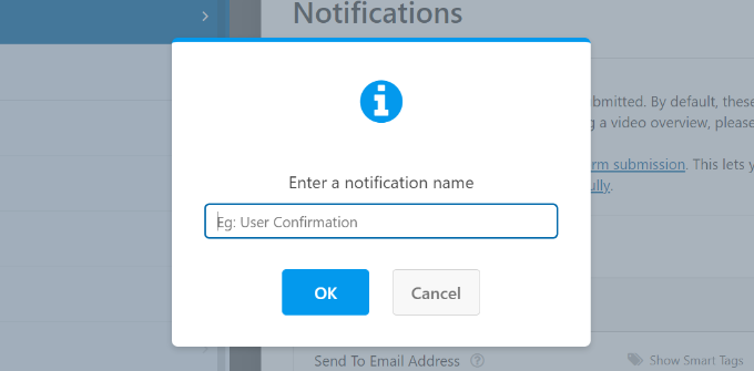 Enter a name for new notification