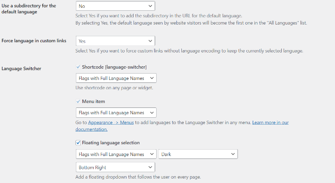 More TranslationPress general settings