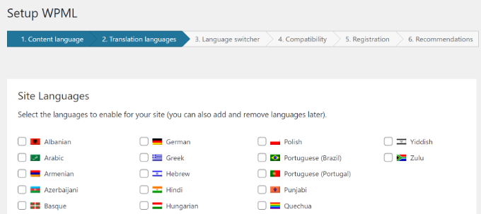 Select translation language