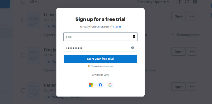 Sign up for a free trial