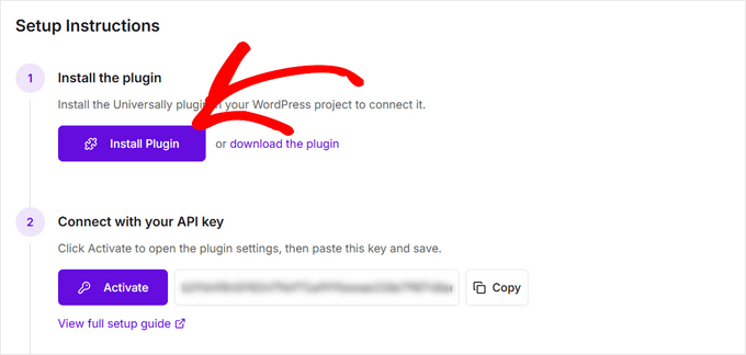 Instale o plugin Universally