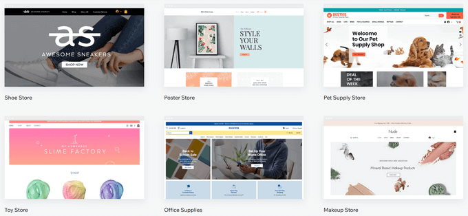 Wix eCommerce website templates