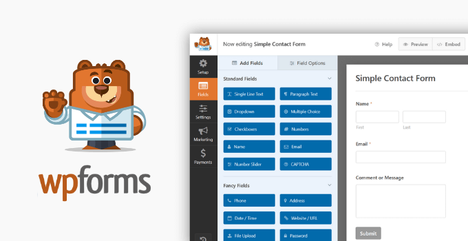 The WPForms form builder