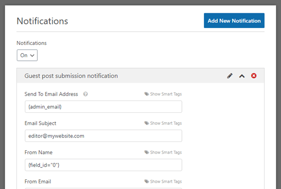 Setting up a guest post notification email in WPForms