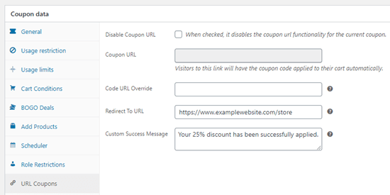 Entering the details for your auto-apply coupon in Advanced Coupons