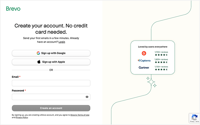 Creating your free account with Brevo