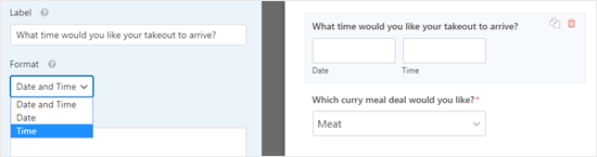 Changing the date / time field so that it only shows time