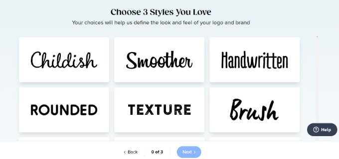 Choose styles for logo