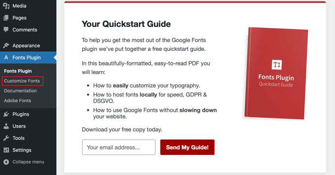 You Will Be Offered the Google Fonts Typography Quickstart Guide