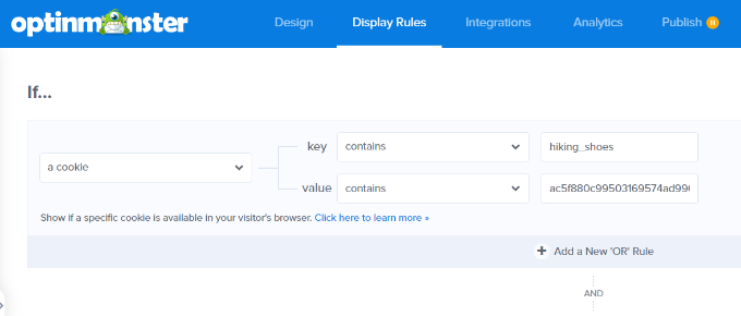 Enter cookie key and value