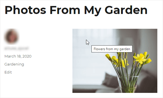 An image with the title text "Flowers from my garden"