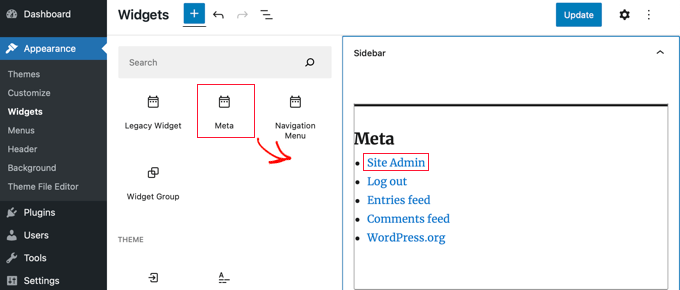 Adding Meta Widget to WordPress Sidebar