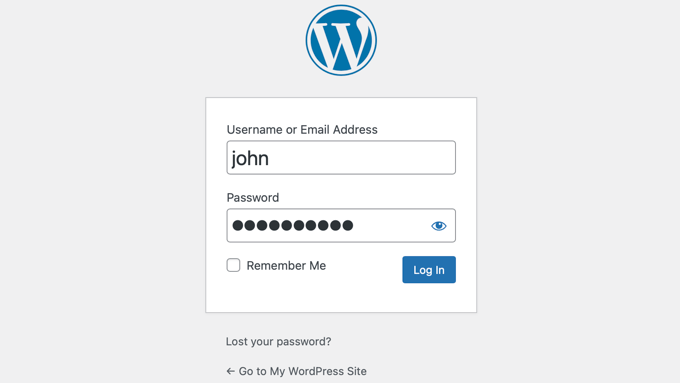 WordPress Login Screen