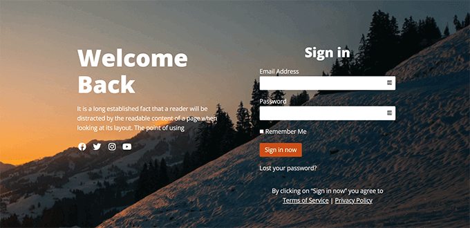 SeedProd custom login page example