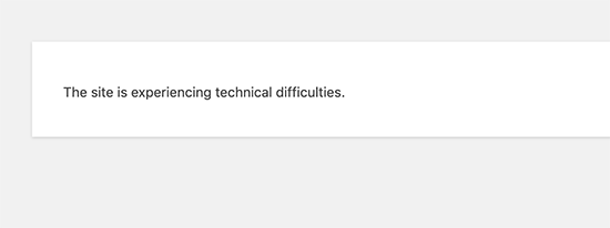 Site experiencing technical difficulties