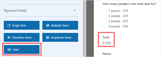 Adding the 'Total' field to your order form