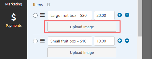 Uploading an image for a product that you offer