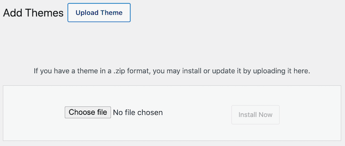 Uploading a theme zip file