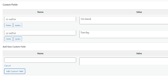 Add coauthor custom fields