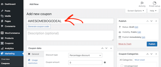 Adding a title to your WooCommerce BOGO coupon code