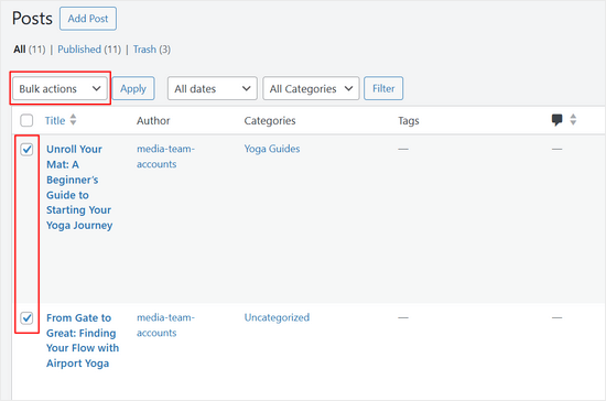 Duplicating posts and pages in bulk with Duplicate Post by AIOSEO