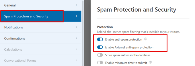 Enable anti spam protection 