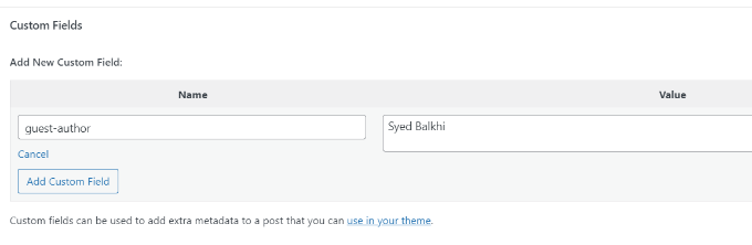 Guest author custom field